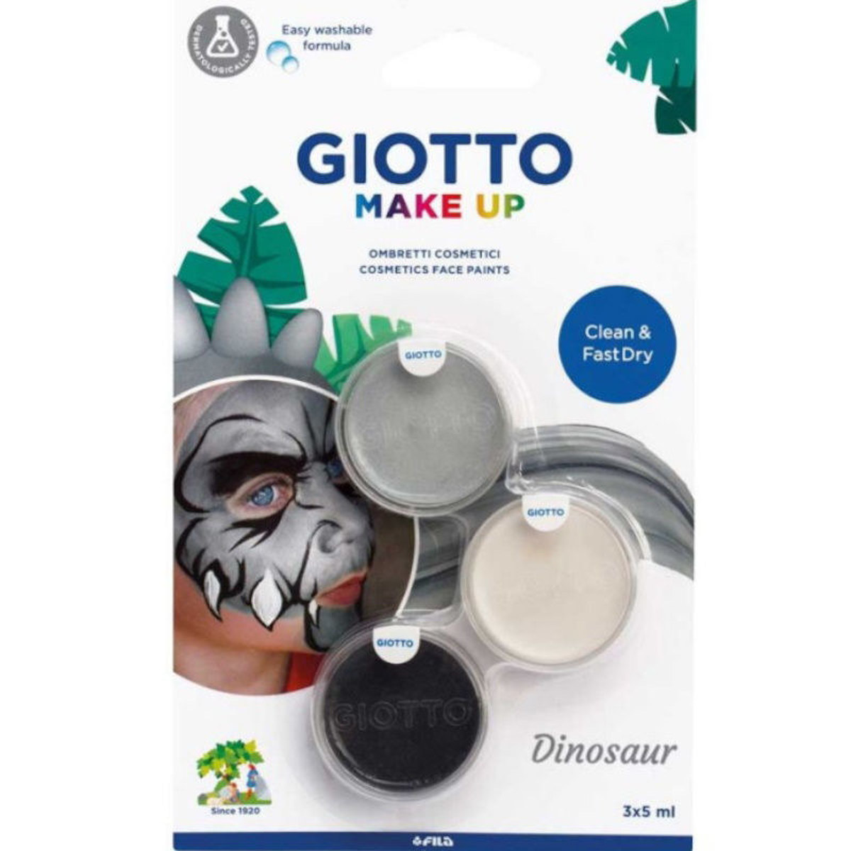 Σετ χρωμάτων προσώπου Giotto Make Up με θέμα τον δεινόσαυρο