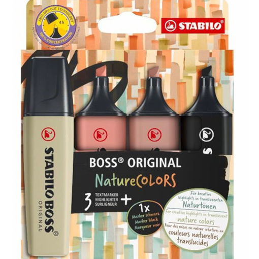 Μαρκαδόροι Stabilo Boss Original Set 4 Nature Colors με γήινες αποχρώσεις και EAN 4006381603126