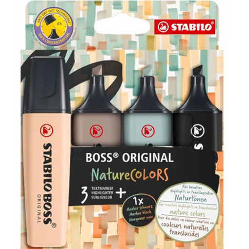 Μαρκαδόροι Stabilo Boss Original Set 4 Nature Colors με γήινες αποχρώσεις και EAN 4006381603133