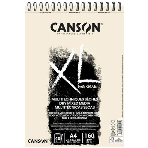 Μπλοκ Canson Sand Grain Natural A4 160g 40 φύλλα, χαρτί για παστέλ, μολύβι και κάρβουνο, EAN 3148950021410, Lichnaribooks