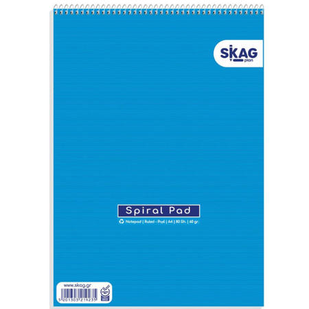 Εικόνα της Μπλοκ όρθιο σπιράλ ριγέ Skag Α4 80φυλ. 219235