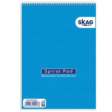 Εικόνα της Μπλοκ όρθιο σπιράλ ριγέ Skag 17x25cm 80φυλ. 224536