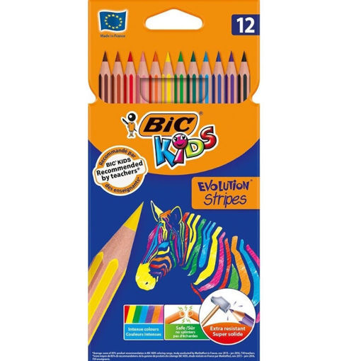 BIC Evolution Stripes ξυλομπογιές 12 τεμαχίων – χωρίς ξύλο, ανθεκτικές και ασφαλείς για παιδιά – EAN 3086123499102
