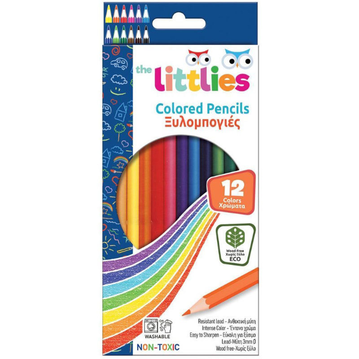 Ξυλομπογιές The Littlies 12 τεμάχια σε χάρτινη κασετίνα – ζωηρά χρώματα για παιδιά και μαθητές – Κωδικός 646756