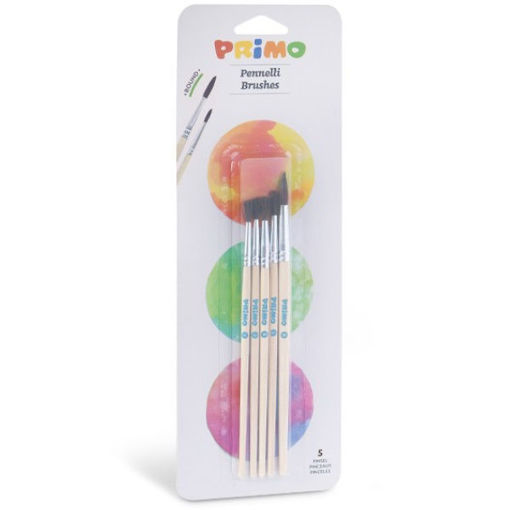 Σετ πινέλων Primo 1240BPT 5 τεμαχίων για τέμπερες και νερομπογιές, EAN 8006919024023, Lichnaribooks