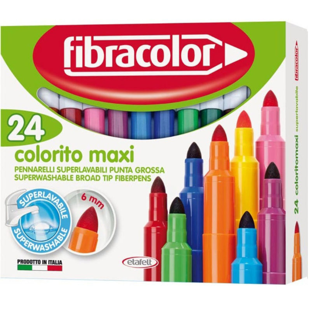Εικόνα της Μαρκαδόροι Fibracolor maxi Colorito 24τεμ. washable