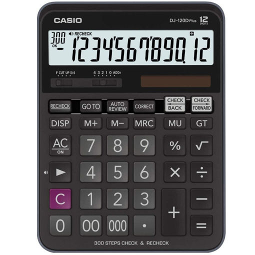Αριθμομηχανή Casio DJ 120DP 12 ψηφίων, επιτραπέζια αριθμομηχανή γραφείου με μεγάλη οθόνη, EAN 4971850032823, Lichnaribooks