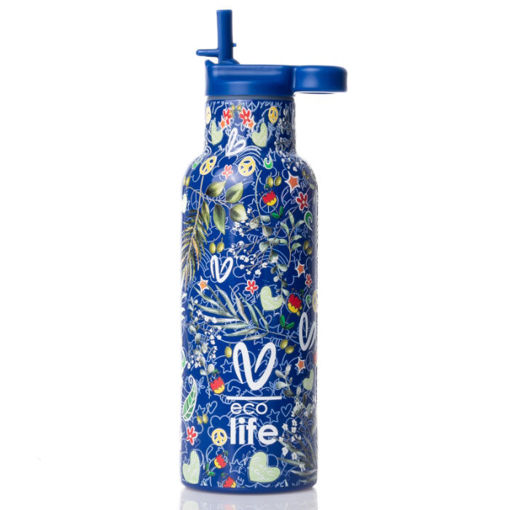 Εικόνα της Θερμός ανοξείδωτος Ecolife 500ml Vasiliki Blue 33-BO-2324