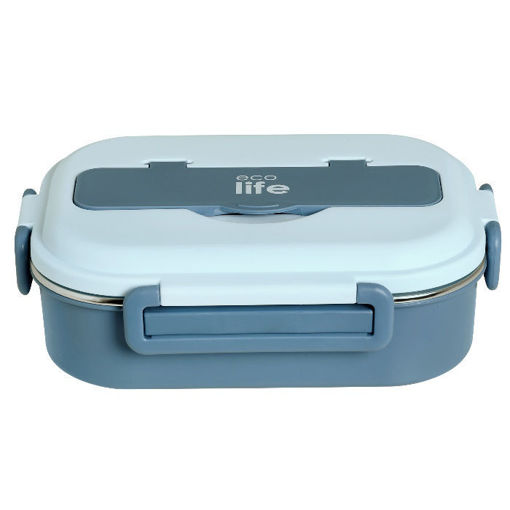 Φαγητοδοχείο Ecolife γαλάζιο 1 λίτρο με 3 θέσεις – οικολογικό BPA free lunchbox - Κωδικός: 5208009003175