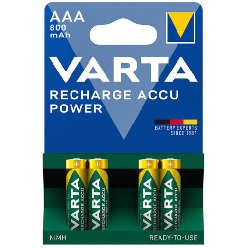 Varta Μπαταρίες AAA 800mAh Επαναφορτιζόμενες (4τμχ) – Recharge Accu NiMH 56703B4