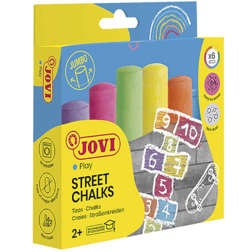 Κιμωλίες Jovi Maxi χρωματιστές 6 τεμαχίων, μαλακές και έντονες για παιδική χρήση, EAN 8412027030816, Lichnaribooks