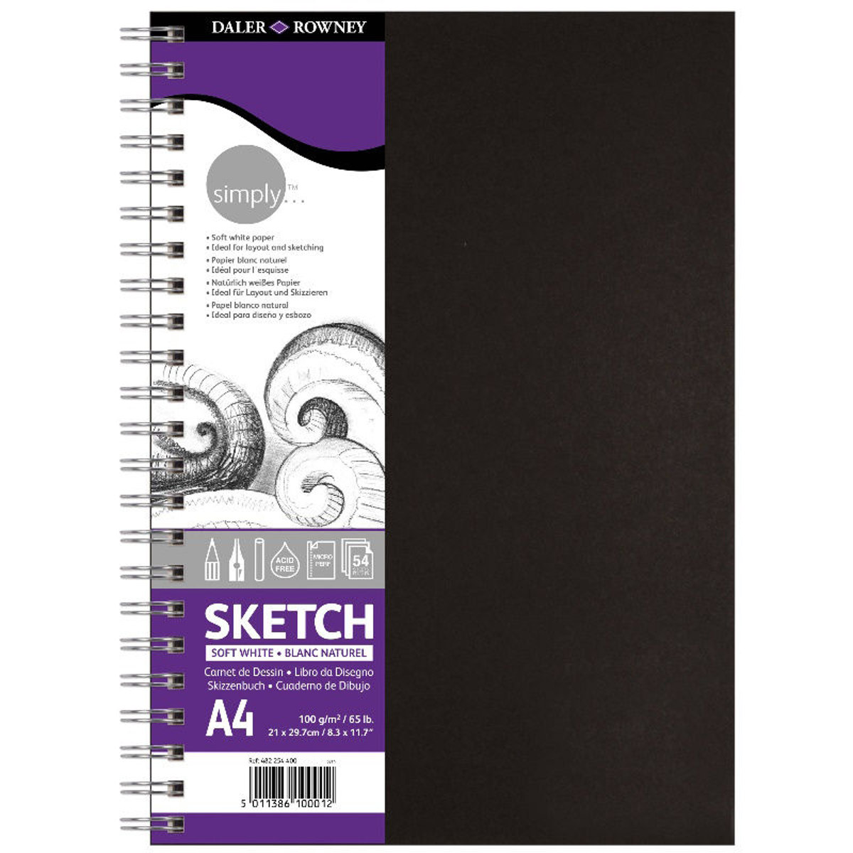 Εικόνα της Sketchbook Daler Rowney Simply Soft White Wirebound Α4 100g 54φύλλα 482254400