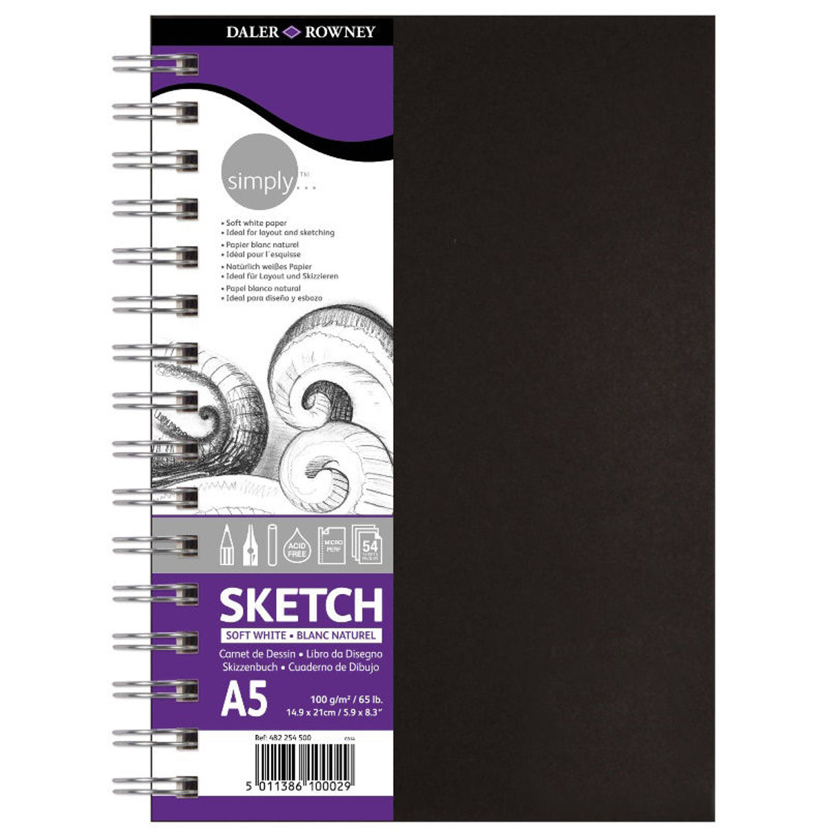 Εικόνα της Sketchbook Daler Rowney Simply Soft White Wirebound Α5 100g 54φύλλα 482254500