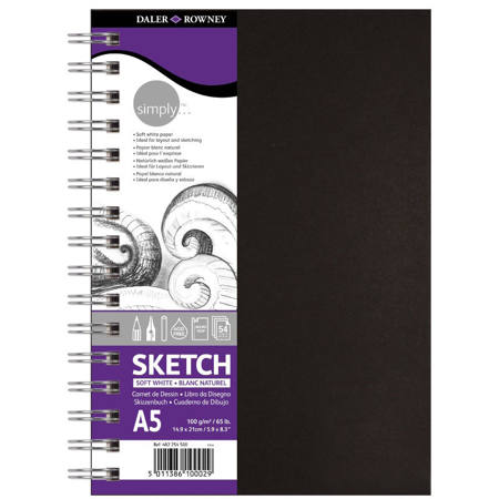 Εικόνα της Sketchbook Daler Rowney Simply Soft White Wirebound Α5 100g 54φύλλα 482254500