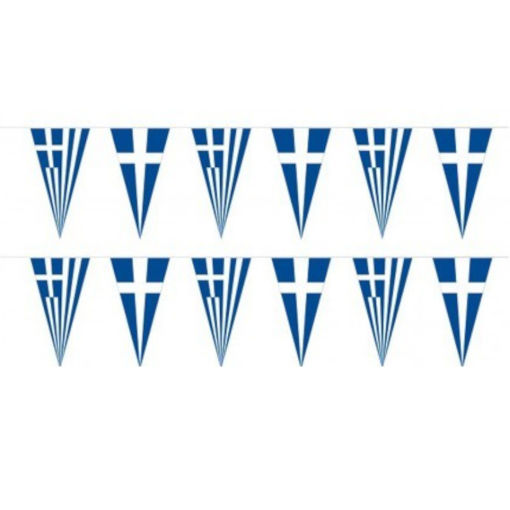 Σημαία γιρλάντα Ελληνική 27x47cm μήκους 12.5m, υφασμάτινη με ανθεκτικά χρώματα για εξωτερική χρήση, Lichnaribooks