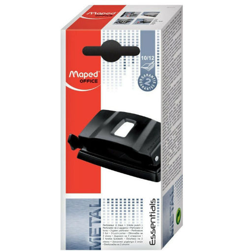 Περφορατέρ Maped Essentials μαύρο 12 φύλλων με οδηγό ευθυγράμμισης – Κωδικός 401111