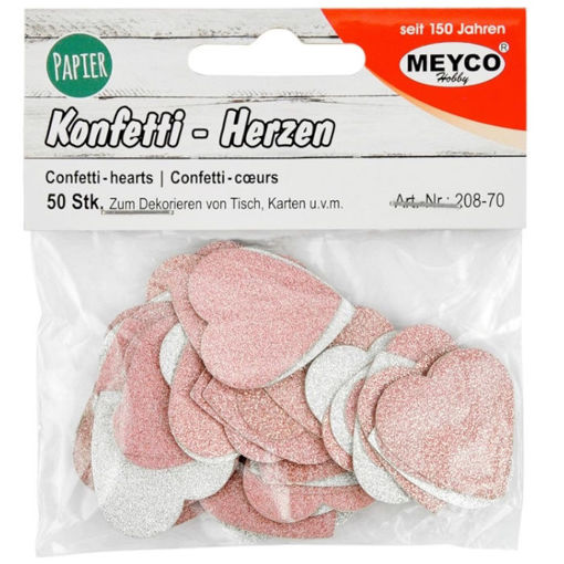 Χάρτινες καρδιές Meyco glitter ροζ ασημί Φ2.6cm 50τεμ 19620870 4028245208704 Lichnaribooks