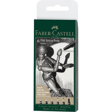 Μαρκαδόροι Faber Castell Pitt Artist Pens Black 6 τεμάχια 4005401671541 Lichnaribooks