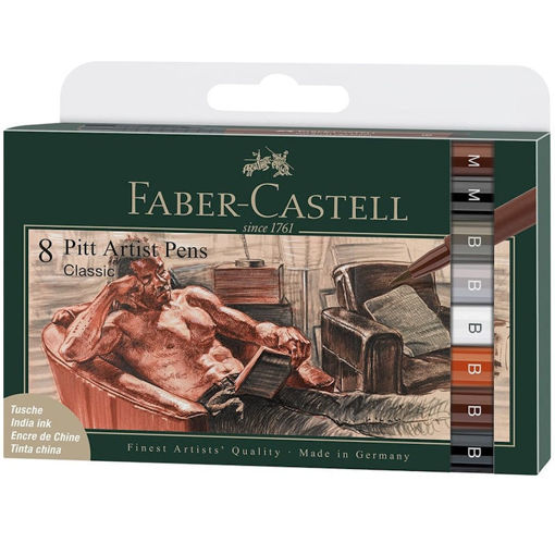 Μαρκαδόροι Faber Castell Pitt Artist Pen Classic 8 τεμάχια 4005401671725 Lichnaribooks