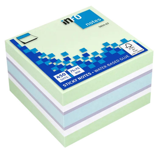 Εικόνα της Κύβος αυτοκόλλητος Info 400φ. 76x76mm Παλ χρώματα 5654-62