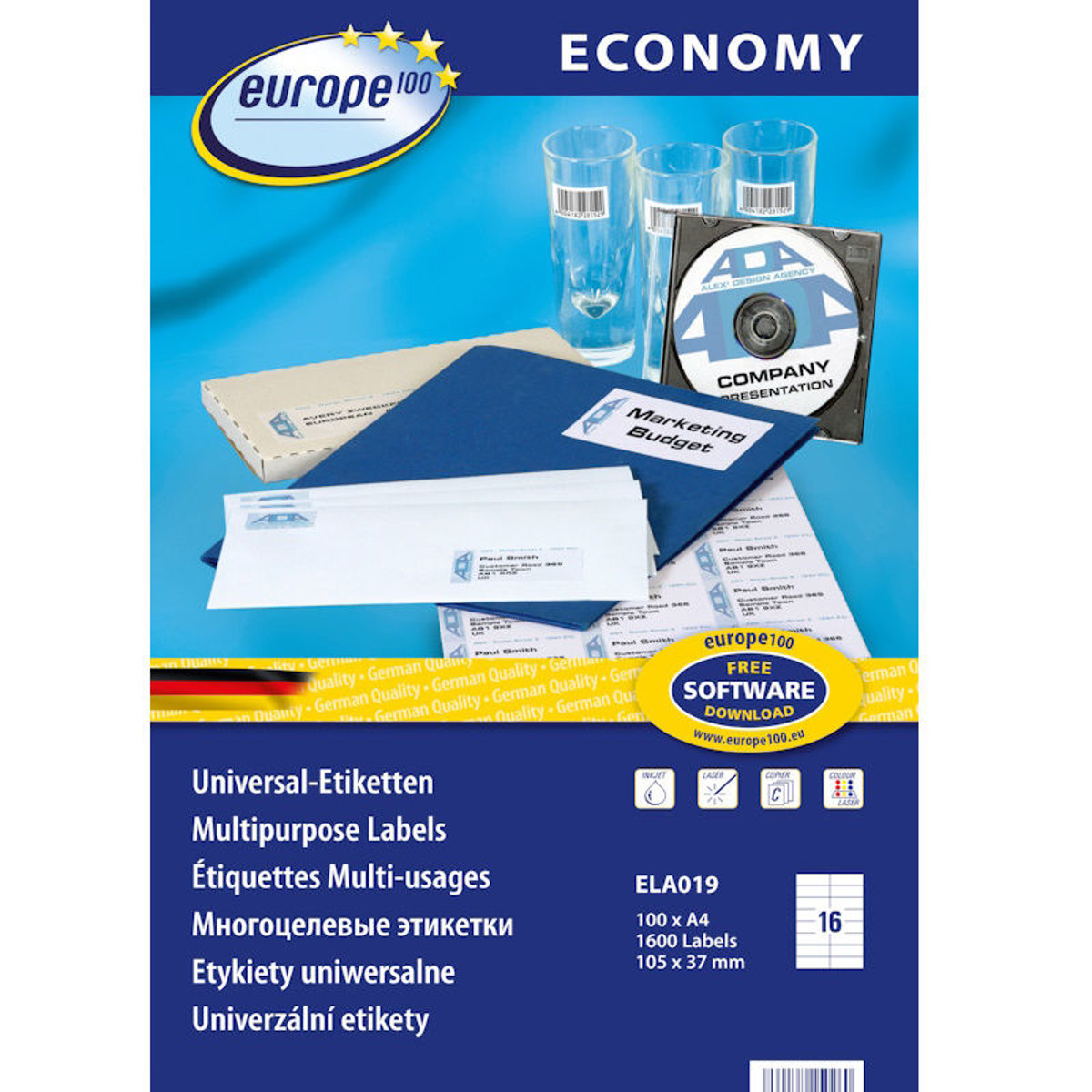 Εικόνα της Ετικέτες Avery economy 105x37mm λευκές ELA019