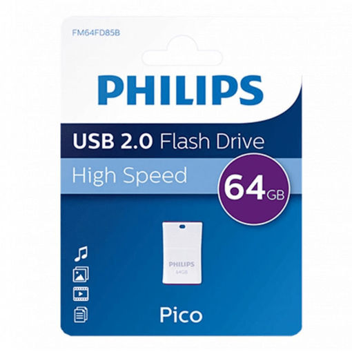 Εικόνα της USB Philips Pico 64GB USB 2.0 Purple