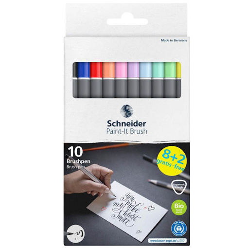 Σετ μαρκαδοράκια Schneider Paint-It Brush 070 8+2 τεμαχίων με brush μύτη – EAN 4004675176073