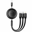 Εικόνα της Baseus Bright Mirror 2 Flat Retractable USB to Type-C micro USB Lightning Cable 3.5A Μαύρο 1.1m