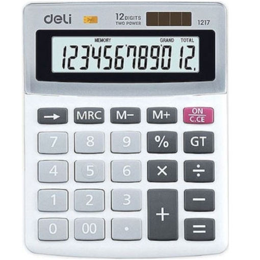 Εικόνα της Αριθμομηχανή Deli Easy DL-1217 12Ψ ασημί