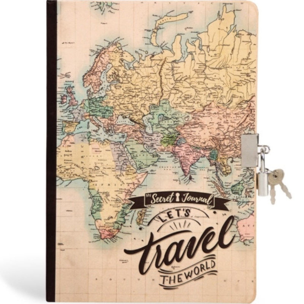 Ημερολόγιο Total Gift Old Map A5 με λουκέτο και vintage εξώφυλλο