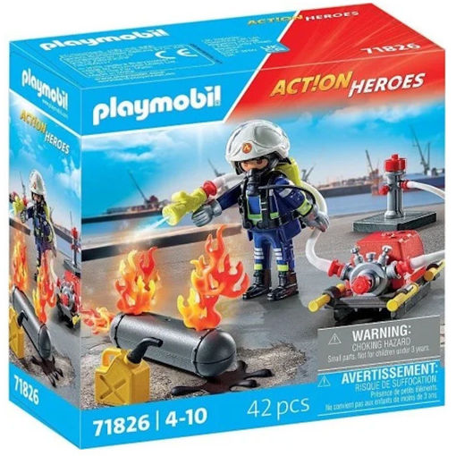 Εικόνα της Playmobil Action Heroes Πυροσβέστης με αντλία νερού 71826