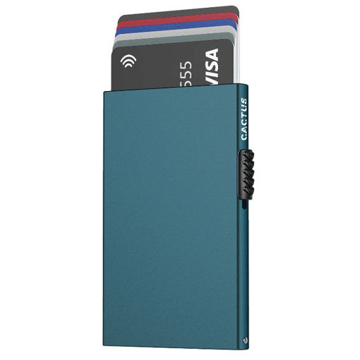 Εικόνα της Θήκη καρτών Cactus μεταλλική Πετρόλ CT300-14