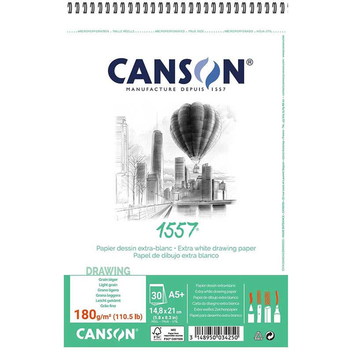 Μπλοκ σπιράλ Canson 1557 Dessin A5+ 180g 30 φύλλων