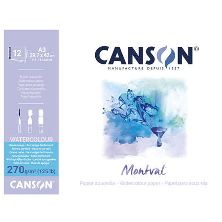 Εικόνα της Μπλοκ Canson Montval aqua 270g/m2 29.7x42cm 12φ C200807325