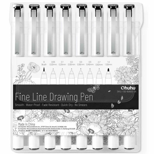 Εικόνα της Μαρκαδοράκια σχεδίου Ohuhu Kohala Fineliner Set 8τμχ. Black