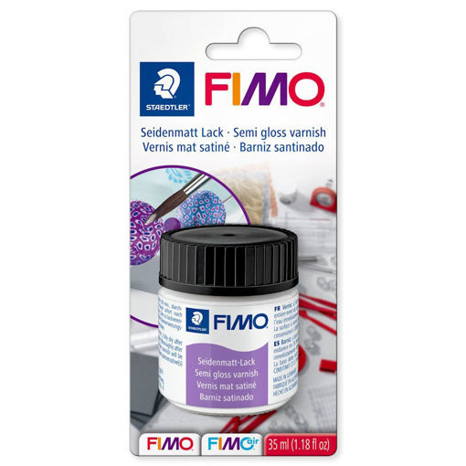 Βερνίκι σατινέ Staedtler FIMO 8705-01 35ml σε βαζάκι με ετικέτα προϊόντος