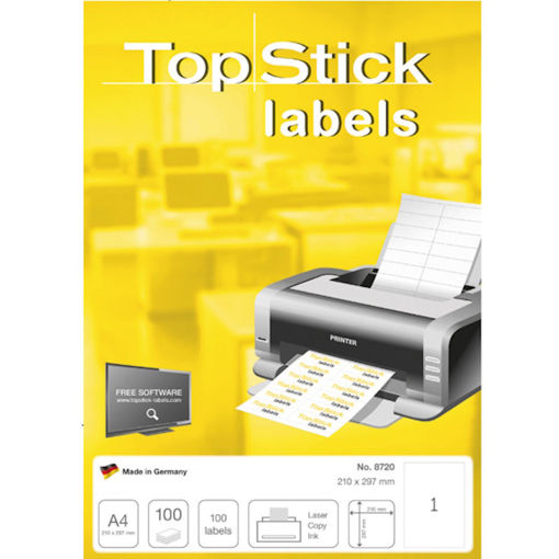 Εικόνα της Ετικέτες λευκές Α4 TopStick 210x29.7mm 100τμχ. 8720