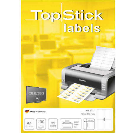 Ετικέτες λευκές Α4 TopStick 105x148mm 100τμχ. 8717