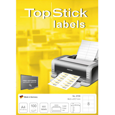 Ετικέτες λευκές A4 TopStick 96.5x33.8mm 100φ. 4043339272928 Lichnaribooks