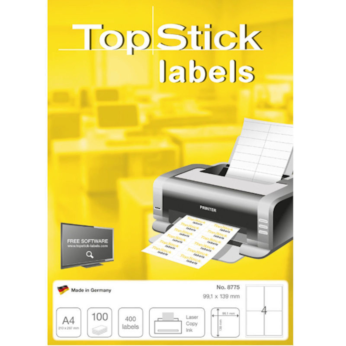 Ετικέτες λευκές A4 TopStick 99.1x139mm 100τμχ. 4023145087756 Lichnaribooks