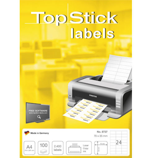 Εικόνα της Ετικέτες λευκές Α4 TopStick 70x37mm 100φ.  8706