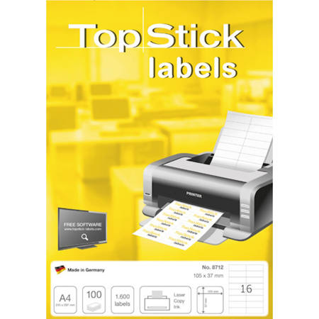 Ετικέτες λευκές A4 TopStick 105x37mm 100τμχ. 4023145087121 Lichnaribooks