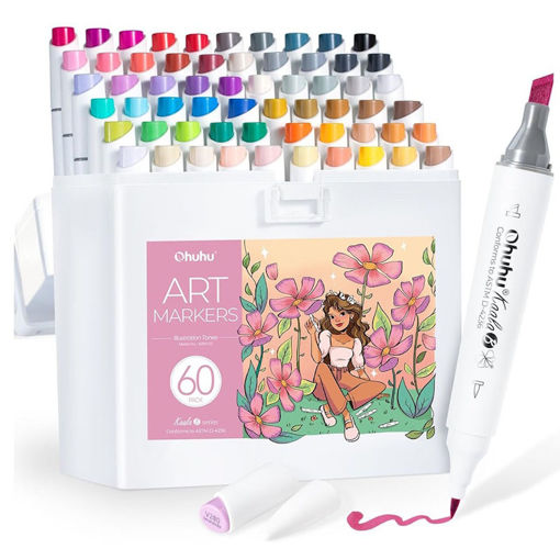 Εικόνα της Μαρκαδόροι Ohuhu Kaala Art Markers Slim Chisel & Mini Brush Set 60τμχ. 80403-75