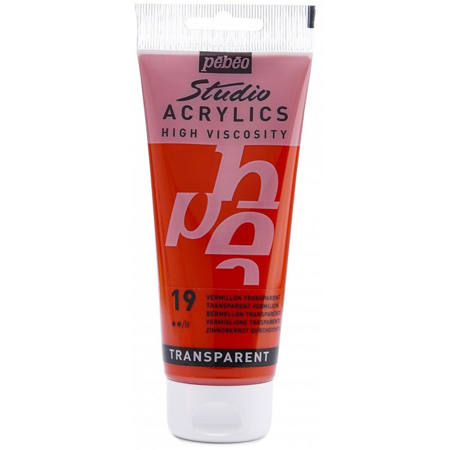Εικόνα της Acrylic Pebeo Studio paint 100ml Vermillon Transparent 837019