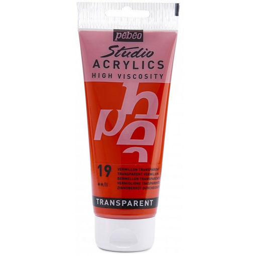 Εικόνα της Acrylic Pebeo Studio paint 100ml Vermillon Transparent 837019
