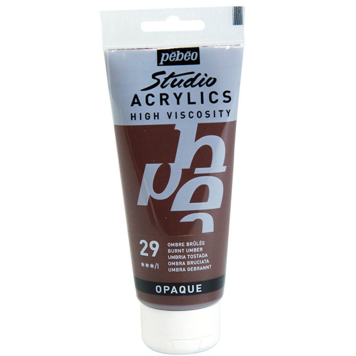 Ακρυλικό χρώμα Pebeo Studio 100ml Καμένο Ούμπερ, μπροστινή όψη σωληναρίου