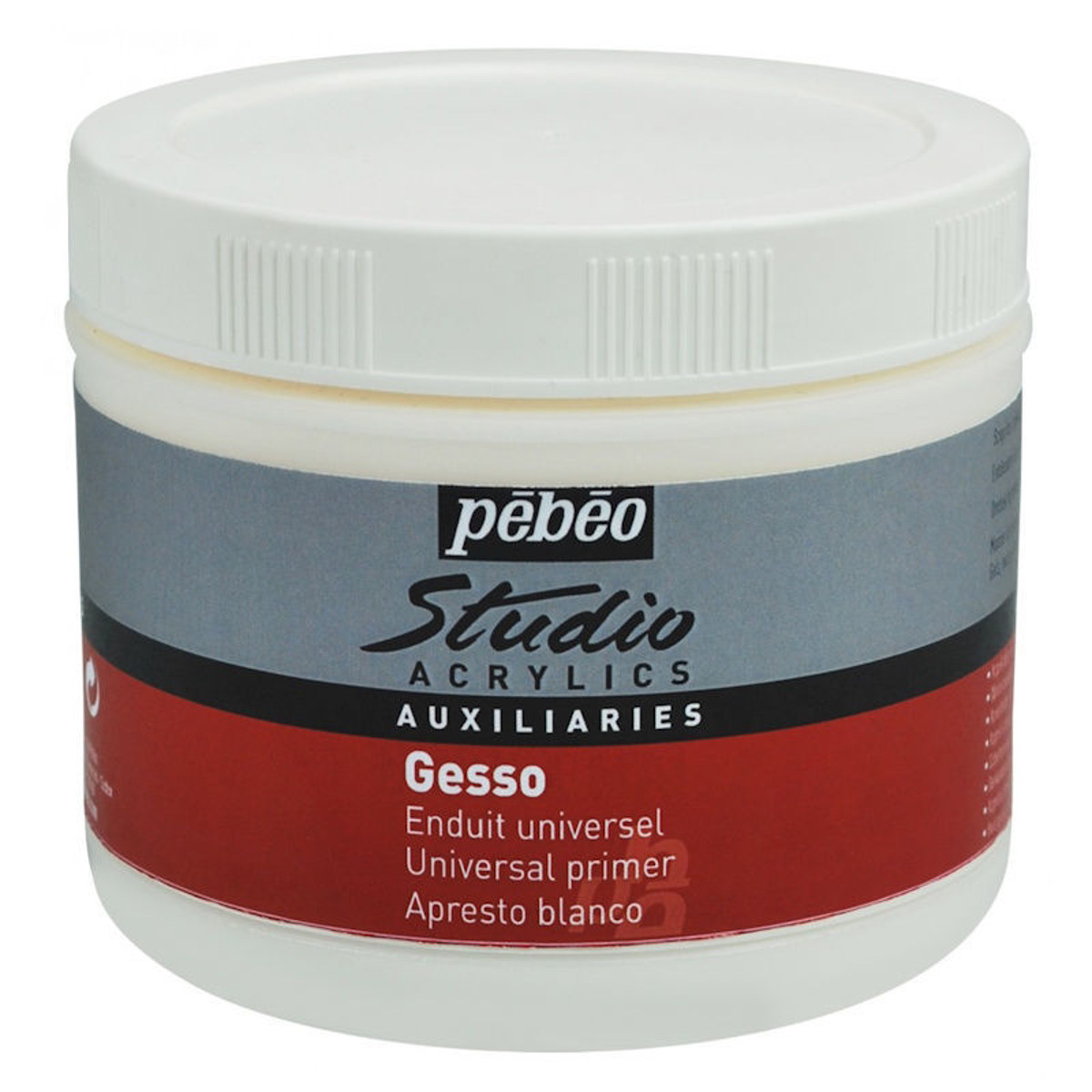 Αστάρι Gesso Pébéo Studio Acrylics λευκό 500ml, μπροστινή όψη συσκευασίας