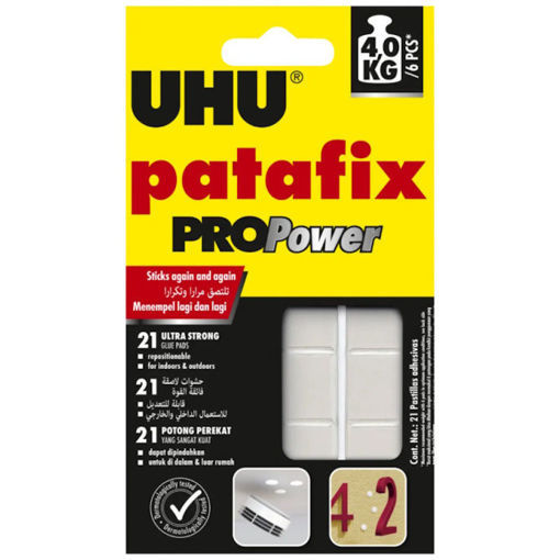 UHU Patafix ProPower 21 τεμάχια, ισχυρές επαναχρησιμοποιούμενες ταινίες στερέωσης, EAN 4026700407907, Lichnaribooks