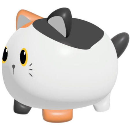 Κουμπαράς I Total Cat πλαστικός 18x15.5cm σε κοντινή λήψη με σχέδιο γάτας