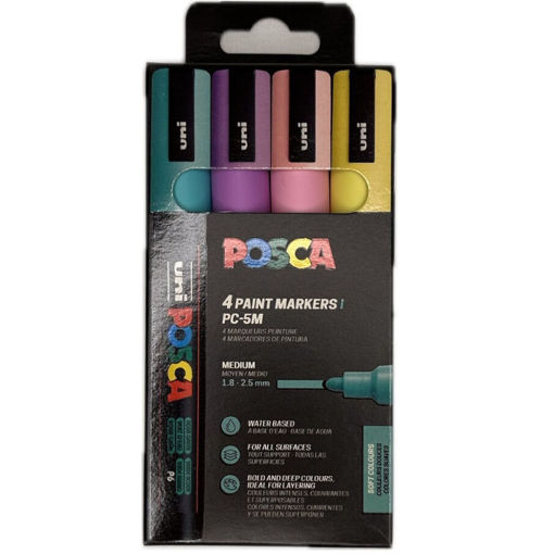 Εικόνα της Μαρκαδόροι Posca Soft Color PC-5M 4τεμαχίων Uni